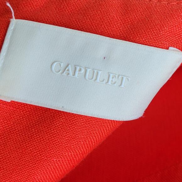Capulet Camille Midi Dress in Tangerine Red Linen Blend Small - Picture 5 of 7